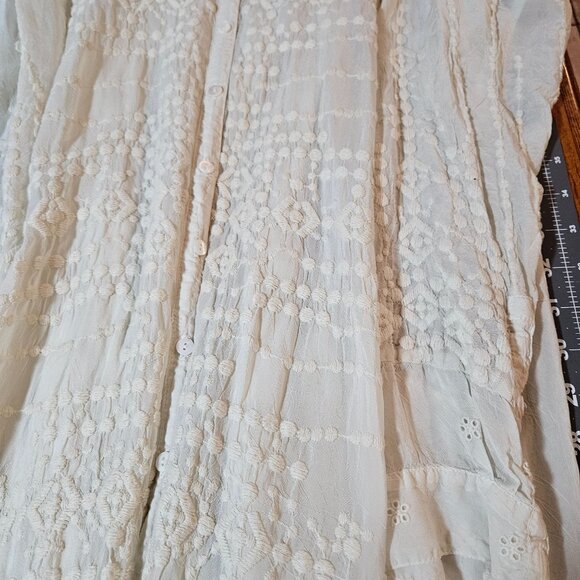 Johnny WAS Ivory Embroidered Lace Kimono With Slip BOHO Beach Wedding Dress - Picture 10 of 16